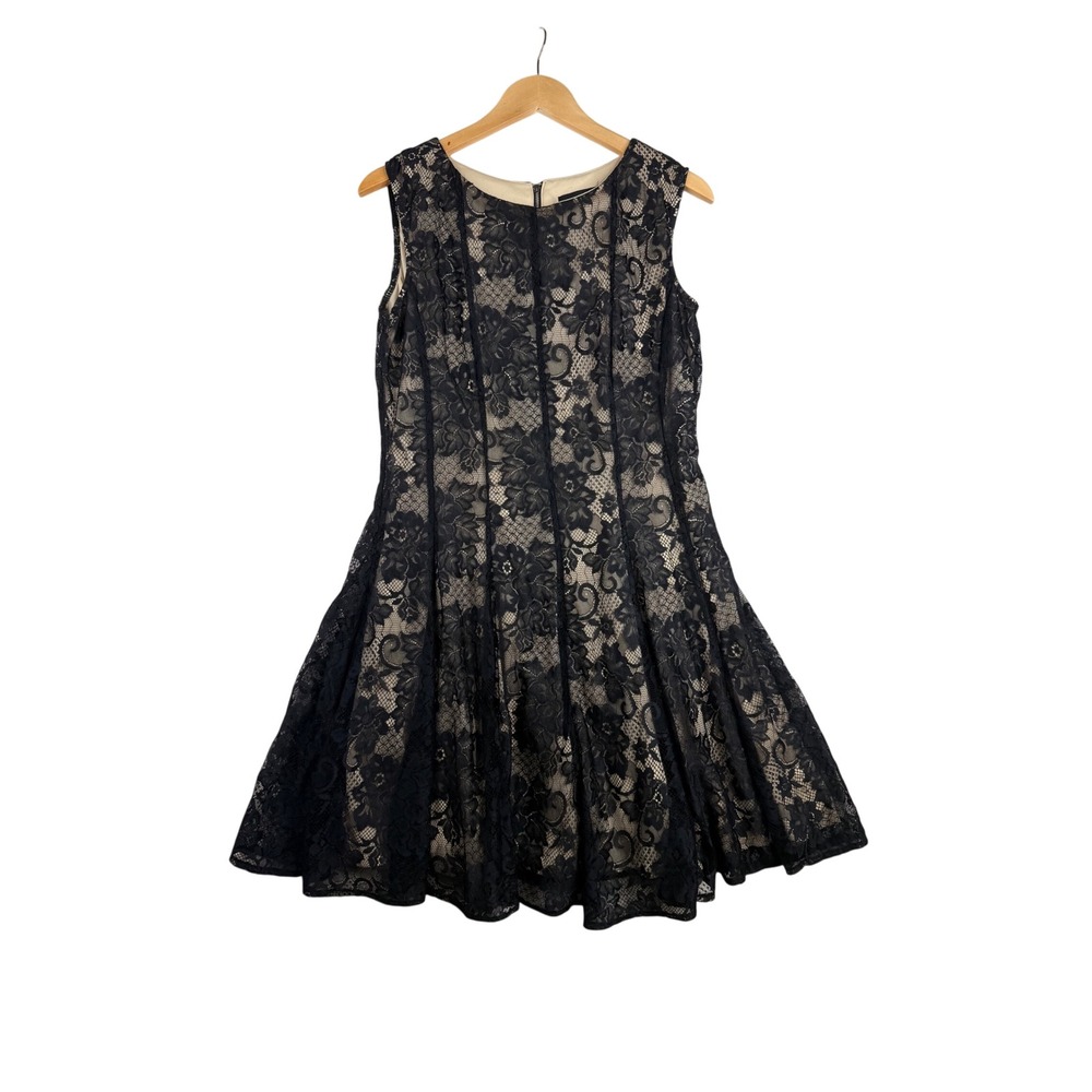 Level Eight Floral Lace Fit and Flare Dress size 14 Black